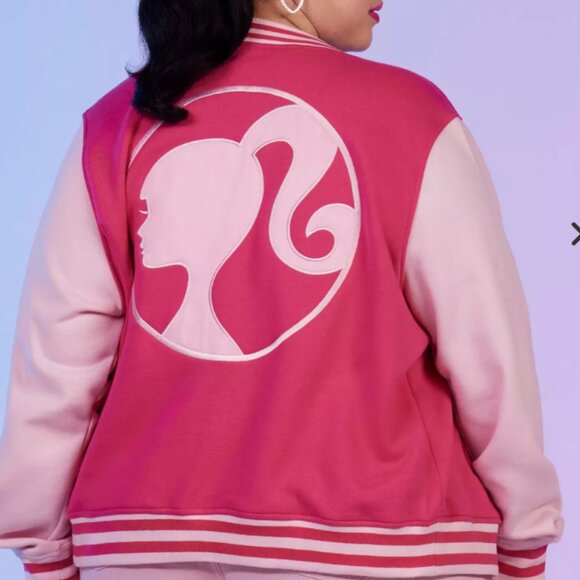 Barbie Embroidered Girls Varsity Jacket Plus Size - Picture 1 of 4